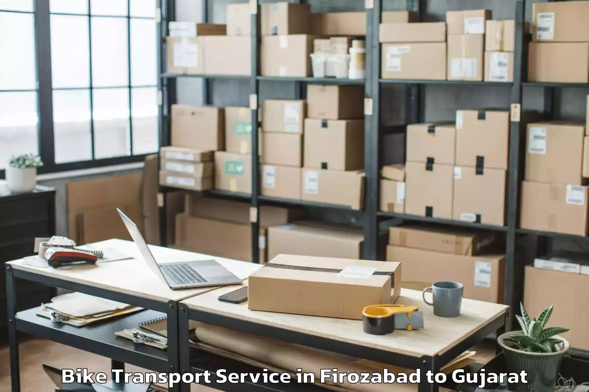 Professional Firozabad to Vadpada Bike Transport